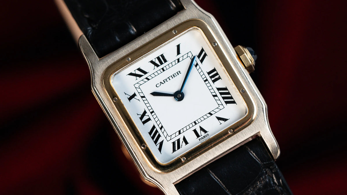 Cartier Santos Dumont Deux Ors am Lederband mit speziellem Paris-Blatt