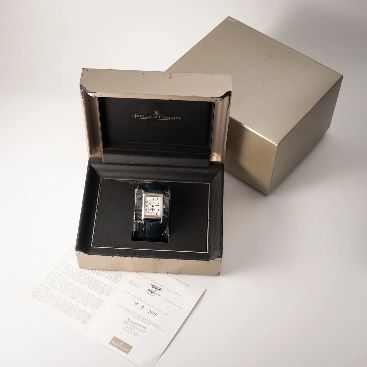 Jaeger-LeCoultre Grande Reverso Calendar 273.8.84 zusammen mit dem Lieferumfang, bestehend aus Box und Papieren