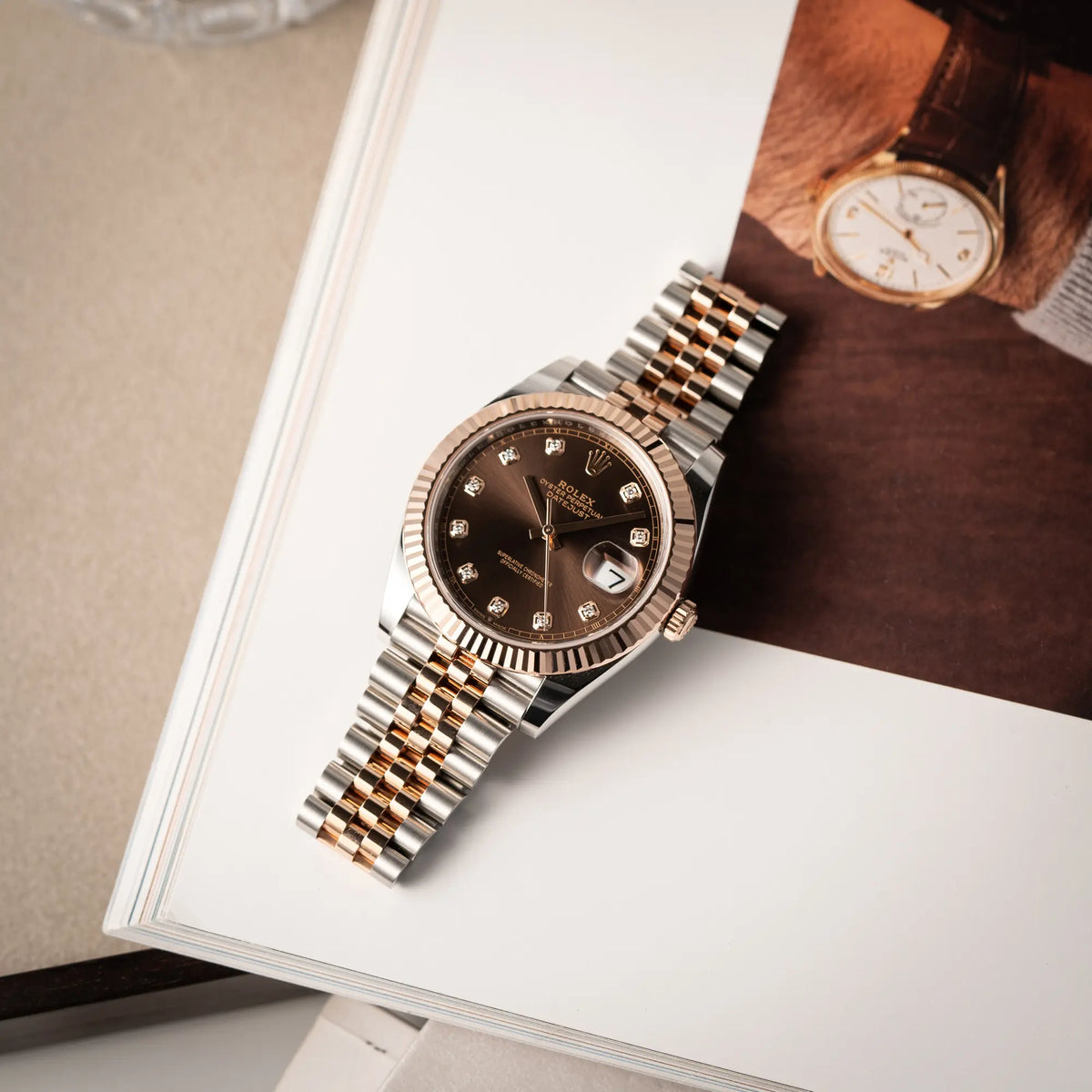 Rolex Datejust 41 126331 in Stahl-Roségold mit dem braunen Chocolate-Diamant-Zifferblatt