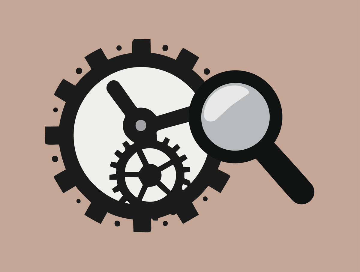 Icon für den Uhrenankauf, das die Prüfung des Uhrwerks durhc einen Uhrmacher symbolisiert
