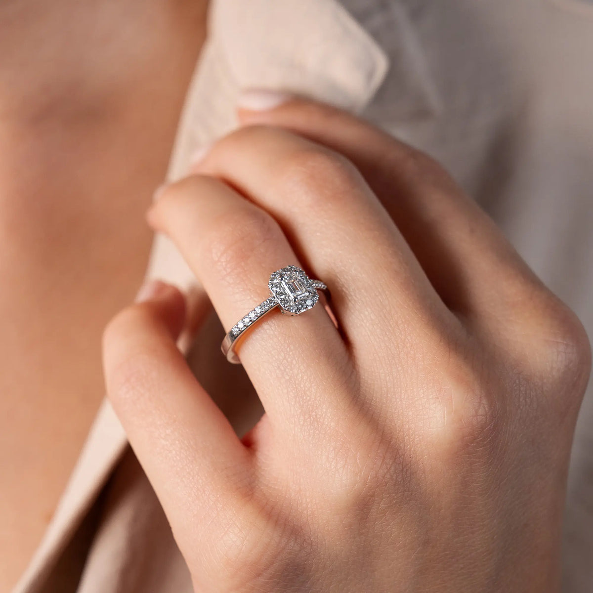 Baguette-Diamant-Ring | 18kt Weissgold | Collezione Piazza Venezia
